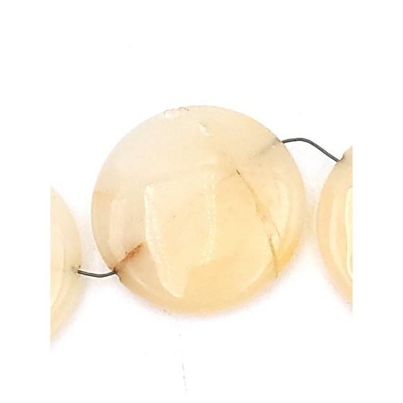 Polished Stone Statement Necklace Large Flat Round Beads Onyx? Unique Handmade - Picture 6 of 10